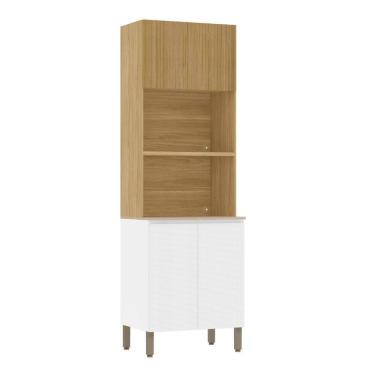 Imagem de Paneleiro Cozinha Torre Quente Duplo Minsk Branco/freijó Z06 - Mpozenato