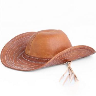 Imagem de Chapeu cowboy de couro aba larga adulto - Atacadão Têxtil