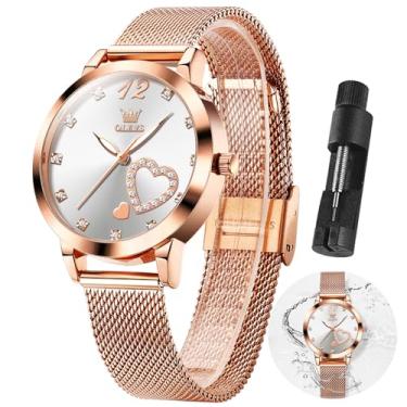 Imagem de OLEVS relógio feminino quartzo - pulseira ultrafina em aço inoxidável com malha respirável, mostrador luminoso e resistente à água 30m - presente elegante para mulheres