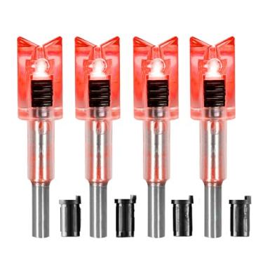 Imagem de DEEPOWER Base iluminada com besta com interruptor liga/desliga, pacote com 4 buchas de 723.9 cm/.754.4 cm/.762.0 cm/.762.0 cm/.774.7 cm Nock LED para parafusos (vermelho)