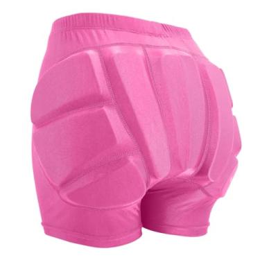 Imagem de RIDBIKER Calção infantil de bumbum, almofadas de proteção de quadril para crianças jovens, calça curta acolchoada com proteção de cóccix para snowboard, hóquei, patinação, esqui, ciclismo (rosa
