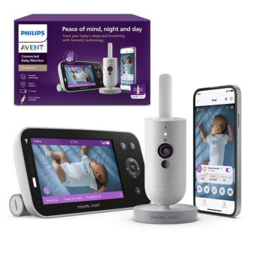 Imagem de Babá Eletronica com Câmera 1080P e App de Monitoramento de Sono e Frequência, Detecção de Choro, Philips Avent Premium SCD973/37, Cinza