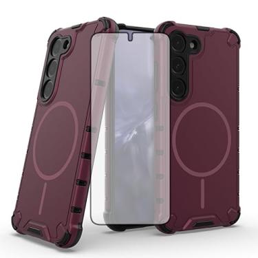 Imagem de Asuwish Capa de celular para Samsung Galaxy S23 Plus S23+ 5G capa magnética com protetor de tela de vidro temperado e acessórios híbridos para celular S23plus 23S + S 23 23+ SM-S916U 16.8 cm feminino