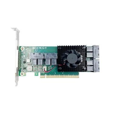 Imagem de Adaptador SSD NVMe de 8 portas U.2 para PCI Express x16 SFF-8639 NVMe com conector SFF-8643 Mini-SAS HD de 36 pinos e chipset PLX8749 para servidores