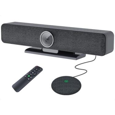 Imagem de Sistema de videoconferência, câmera de sala de conferência 4K com 4 microfones e 1 microfone de expansão e alto-falante, rastreamento de rosto e alto-falante AI, visão ampla angular de 120°, PC/Mac