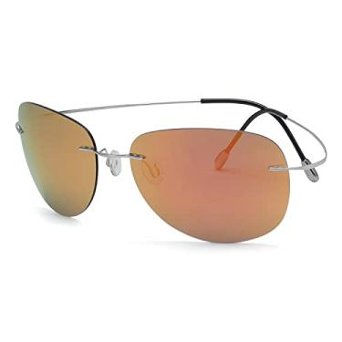 Imagem de Eyekepper Óculos de sol polarizados com armação de titânio sem aro, S1501 - Moldura de aviador, tamanho �nico