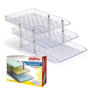 Imagem de Bandeja Organizadora Correspondência Tripla Cristal Movel Acrílico Esc