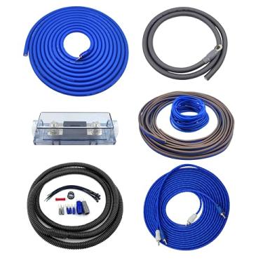 Imagem de Kit completo de fiação de amplificador de cobre CCA de 1500 watts de calibre 4 | Cabo 4 AWG para instalação de amplificador de subwoofer de áudio de carro automotivo e motocicleta (incluindo cabo de