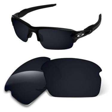 Imagem de Lentes de substituição de 1,6 mm compatíveis com óculos de sol Oakley Kids Flak XS OJ9005 juvenil, antiarranhões (preto escuro)