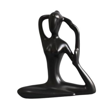 Imagem de KiBcsLic Estatueta de ioga, ornamento decorativo de cerâmica, escultura de arte estética moderna para sala de estar, armários domésticos, colegas, Style C