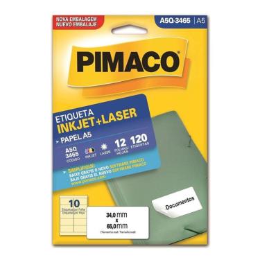 Imagem de Etiqueta inkjet/laser A5Q3465 c/ 12 fls Pimaco