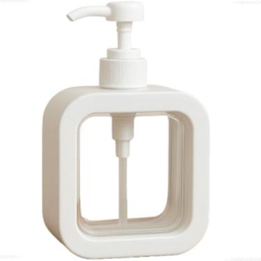 Imagem de Dispenser Porta Sabonete Líquido Minimalista Visor Transparente Banheiro, Cozinha ou Lavabo Plástico Resistente Design Moderno Minimalista e Sofisticado cor Branca - 500ml - Luiggi Presentes®