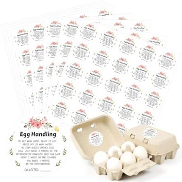 Imagem de 500 etiquetas de caixa de ovos frescos da fazenda, adesivos redondos de 5 cm, adesivos autoadesivos de PET para embalagem de ovos frescos de fazenda para família de galinha e codorna (Style01)