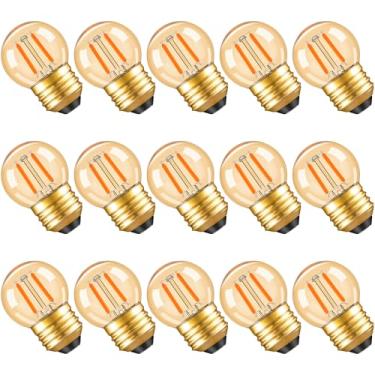 Imagem de Lâmpadas LED G40 de baixo watt E26 âmbar 1W 10 watts, lâmpada de baixo lúmens, Edison curta, decorativa para quarto, branco quente 2200K 100 LM, não regulável, pacote com 15