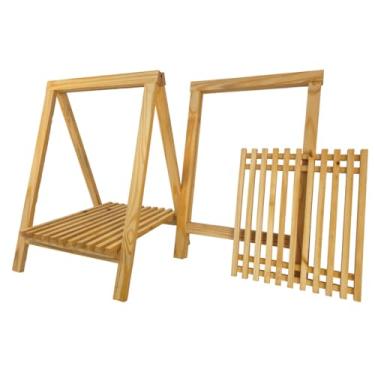 Imagem de Tudo Jardim, Kit 2 Cavalete Com Prateleira Mesa Escritório Madeira Pinus
