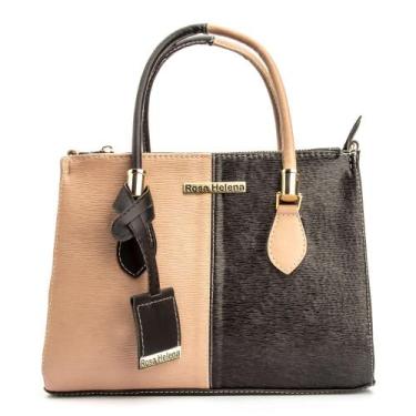 Imagem de Bolsa Lorena Bicolor Nude Helena Marfim Estilo Sacola Alça Luxo - Fenn