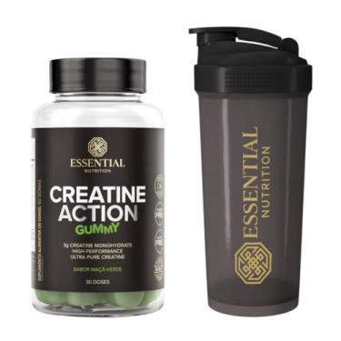 Imagem de Combo Essential Nutrition - Creatine Action 60 Gummys - Sabor Maçã Verde + Coqueteleira