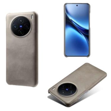 Imagem de Capa para vivo X200 Pro 5G,Proteção contra quedas,Casca de volta de cor sólida simples,Design de couro de imitação de plástico-Gray