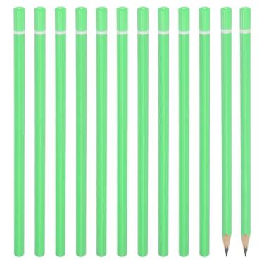 Imagem de PATIKIL Lápis de madeira triangular a granel, pacote com 12 lápis de grafite HB para material de escritório, materiais de desenho de arte de marcação de engenharia, verde