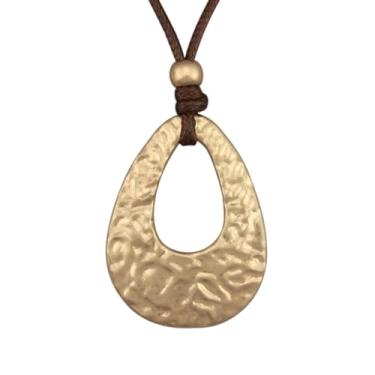 Imagem de joymiao Colares boêmios femininos longos de couro com pingente grande, joia hippie boho, colar com pingente, Couro sintético, Sem Pedra Preciosa