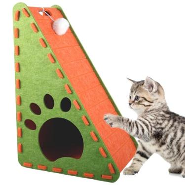Imagem de Arranhador para gatos com brinquedo de bola de pelúcia, arranhadores de feltro para gatos em ambientes internos descansando e brincando, arranhadores duráveis evitam danos nos móveis, fácil de limpar
