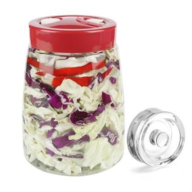 Imagem de AZpxZpy Frasco de fermentação de vidro com tampa de válvula de ventilação dupla, frascos de conserva de vidro de boca larga perfeitos para fermentação e fermentação de pequenos lotes, pote de picles e