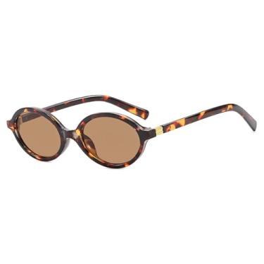 Imagem de OSAGAMA Óculos de sol retrô ovais femininos modernos e redondos com proteção UV400, Tartaruga/marrom, Medium
