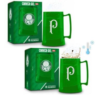 Imagem de Kit 2 Canecas Copo Verde Gel 300Ml Térmica Chopp Cerveja