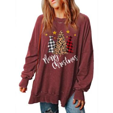 Imagem de Moletom SHEWIN Merry Christmas para mulheres vermelho tamanho M