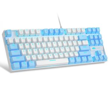 Imagem de Teclado mecânico para jogos MageGee 75% TKL 87 teclas branco/azul