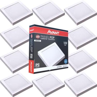 Imagem de Kit 10 Painel Led Pop Sobrepor Quadrado 6500K 18w Avant