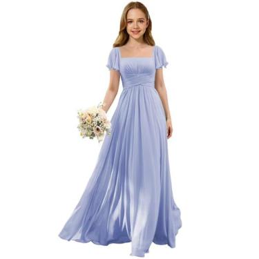 Imagem de Vestido Augday Chiffon Ruched Flower Girl Lavender tamanho 10