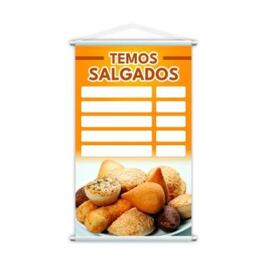 Imagem de Banner Temos Salgados Tabela De Preços Divulgação 80X50Cm - Plimshop