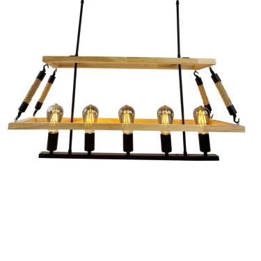 Imagem de Pendente Rústico Caixote 65cm 5E27 LA0054 Delis