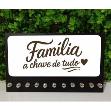 Imagem de Porta Chaves MDF com 10 Ganchos - Família, a Chave de Tudo - MDF Artes
