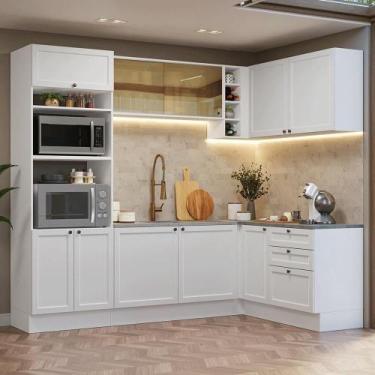 Imagem de Armário De Cozinha Completa De Canto 399 Cm Branco Vik Madesa 02 Branc