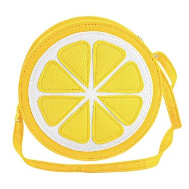 Imagem de AUEAR, Bolsa tiracolo feminina com estampa de limão e limão em forma de fruta fofa, moderna, amarela, Limão amarelo, Free Size