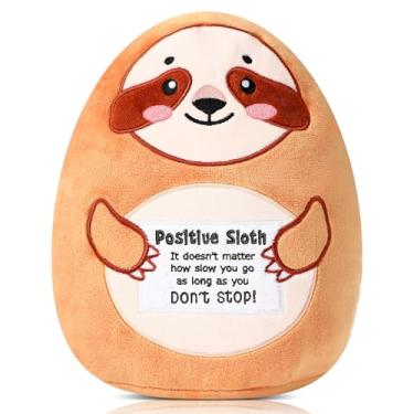 Imagem de Soulchen 1 Pcs Sloth Cute Plush with Positive Card Sloth Stuffed Animal Doll Positive Plush Inspirational Funny Reduce Pressure Cheer Gifts for Women College Birthday Graduation 10 Inch
