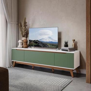 Imagem de Rack Kappesberg 3 Portas Branco/Verde Oliva 180cm