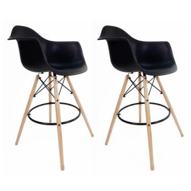 Imagem de Conjunto 2 Banquetas Eames Com Braço Preta - La Mobilia
