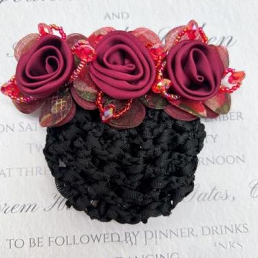 Imagem de Rede de cabelo de flor Snood-Elastic Hair Mesh Acessórios de cabelo floral para coque Updo, festa retrô vintage de casamento