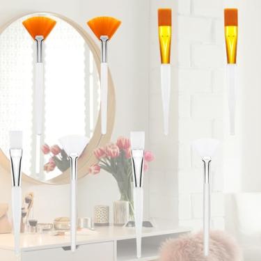 Imagem de 8 pincéis de máscara facial para ventiladores, aplicadores faciais, aplicadores de ácido, ferramentas para creme de lama, peeling de maquiagem (branco, rufous)