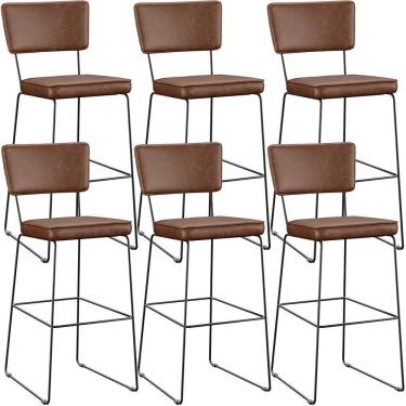 Imagem de Kit 06 Banqueta Alta Cozinha Allana L02 Marrom