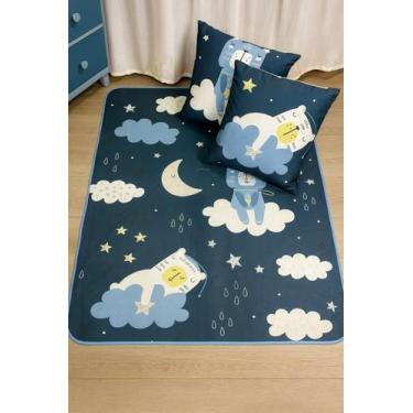 Imagem de Kit Infantil Decorativo Tapete 1,00X1,35 E 2 Almofadas  Praticidade e 