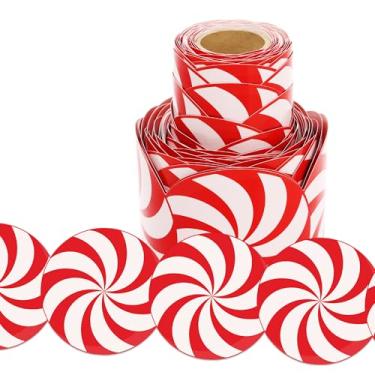 Imagem de Wonmon Rolo de borda de quadro de avisos de Natal, acabamento de borda de boletim em forma de doce de Natal vermelho para sala de aula de férias, casa, escritório, parede, janela, quadro de avisos