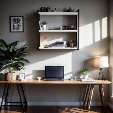 Imagem de Prateleiras suspensas, estilo industrial, prateleiras de ferro forjado e MDF, porta-retratos, decoração para sala de estar/cozinha, armazenamento de brinquedos. (BRANCO COM PRETO)