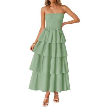 Imagem de Vestido maxi ZESICA, verão 2025, sem alças, sem ombros, feminino