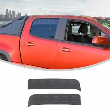 Imagem de Linskip Persianas de ventilação de janela traseira de alumínio compatíveis com Chevy Colorado e GMC Canyon Crew Cabine 2015-2022, defletores de chuva com persiana da janela da porta traseira