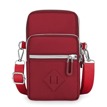 Imagem de Bolsa transversal pequena para mulheres - Mini bolsas de telefone com alça transversal e carteira - bolsa de braço de nylon, Vermelho