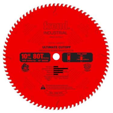 Imagem de Freud Lâmina de serra com ponta de carboneto com carboneto de alta densidade Tico para desempenho máximo - 25,4 cm de diâmetro, 80 dentes, mandril de 5/20.3 cm, Kerf, ATB Grind - LU85R010